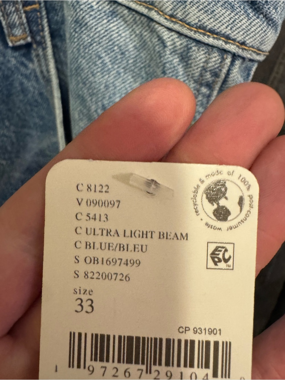 NWT Free People We The Free Good Luck Mid-Rise Barrel Jeans ultra light beam 33 - Picture 15 of 15